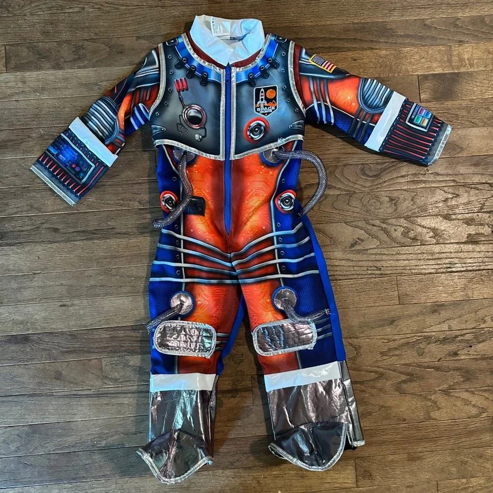 Kids Astronaut Costume 3-4T Space Explorer Suit Jumpsuit & Hood Play Dress Up‎
